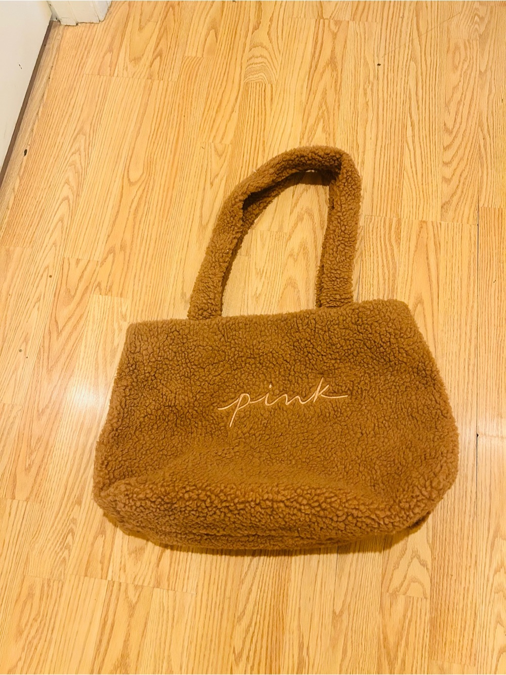 PINK Victoria's Secret Sherpa Tote in Caramel